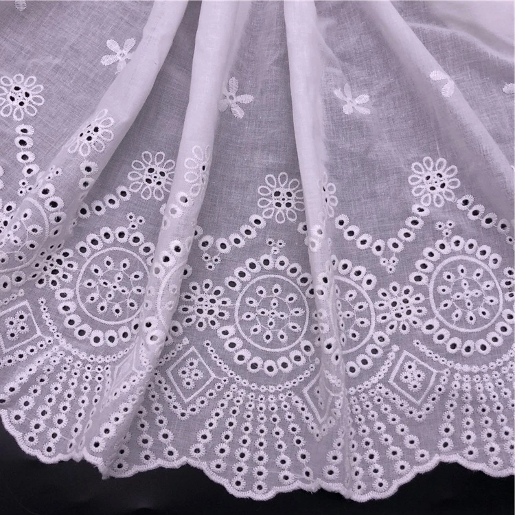 Embroidery White Color Cotton Lace Fabric High Quality French Lace Fabric for Party Dress