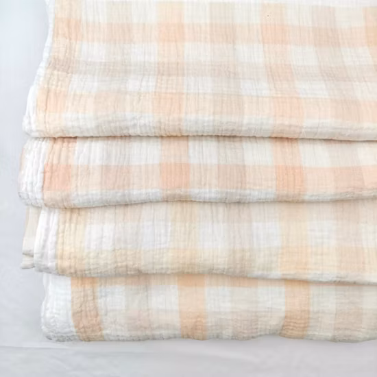 Muselina de algodón para bebé, tela de gasa crepé triturada, tela de camisa para niños, mantas para niños, tela de algodón para bebé