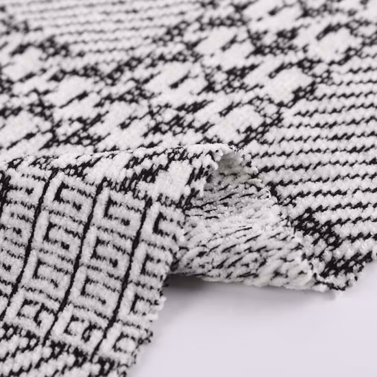 Fábrica personalizada Slub Hacci Chenille Jacquard Knit 100% Poliéster Jacquard Telas para colchón