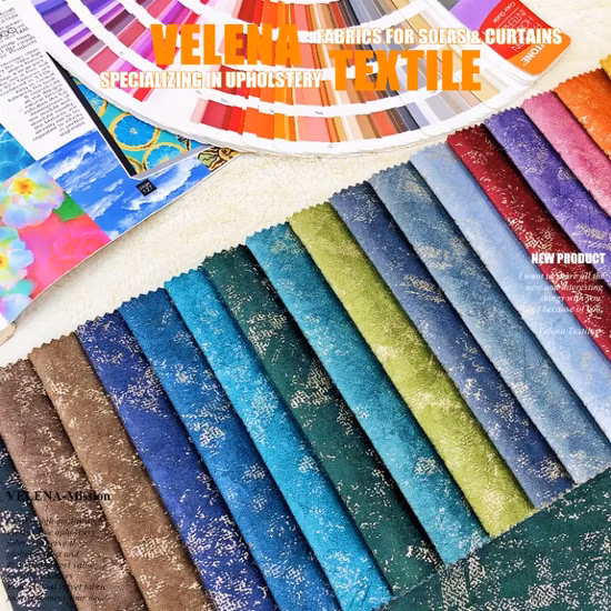 Nueva tela textil para el hogar Holanda Terciopelo teñido con estampado y lámina Tapicería Muebles Sofá Cortina Tela China Fábrica 4
