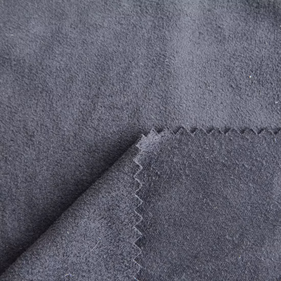 Tejido de gamuza de poliéster elástico de tacto suave para chaquetas/prenda/vestido de mujer